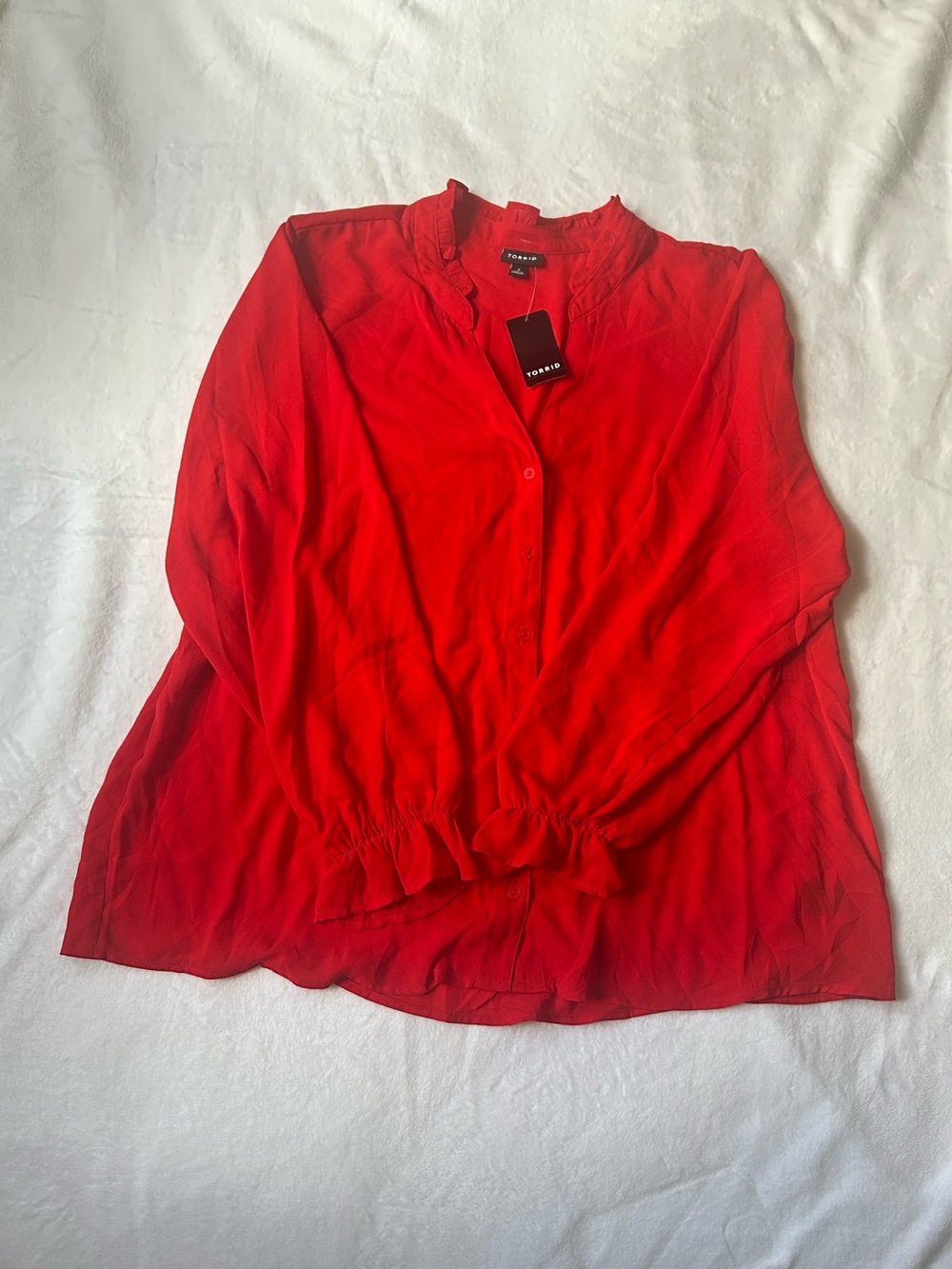 NWT Torrid Georgette Button Down Blouse Red Adrenaline Rush Size 2 2X 18-20